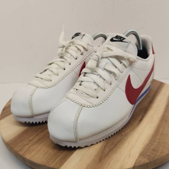 Nike Women's Cortez Leather Shoes White Red Size 10 - Picture 6 of 10